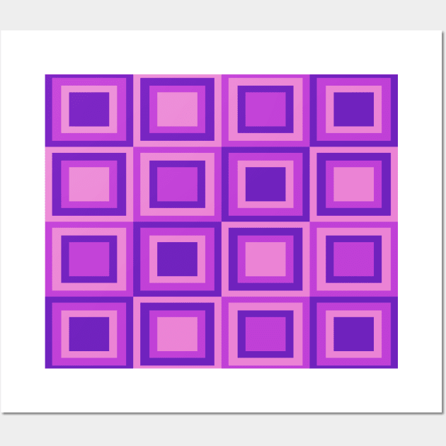 Groovy pink and purple shades, 1960s geometric pattern Wall Art by F-for-Fab